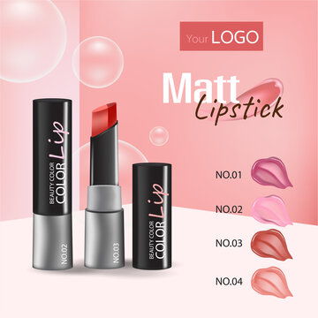 點擊來源直接獲取大圖文件 唇妝優(yōu)雅橫幅設計 具有逼真的 3 種強烈色彩口紅套裝包裝介紹的化妝品信息廣告海報向量插圖 模板 3d質(zhì)感矢量日化商品主圖banner模板